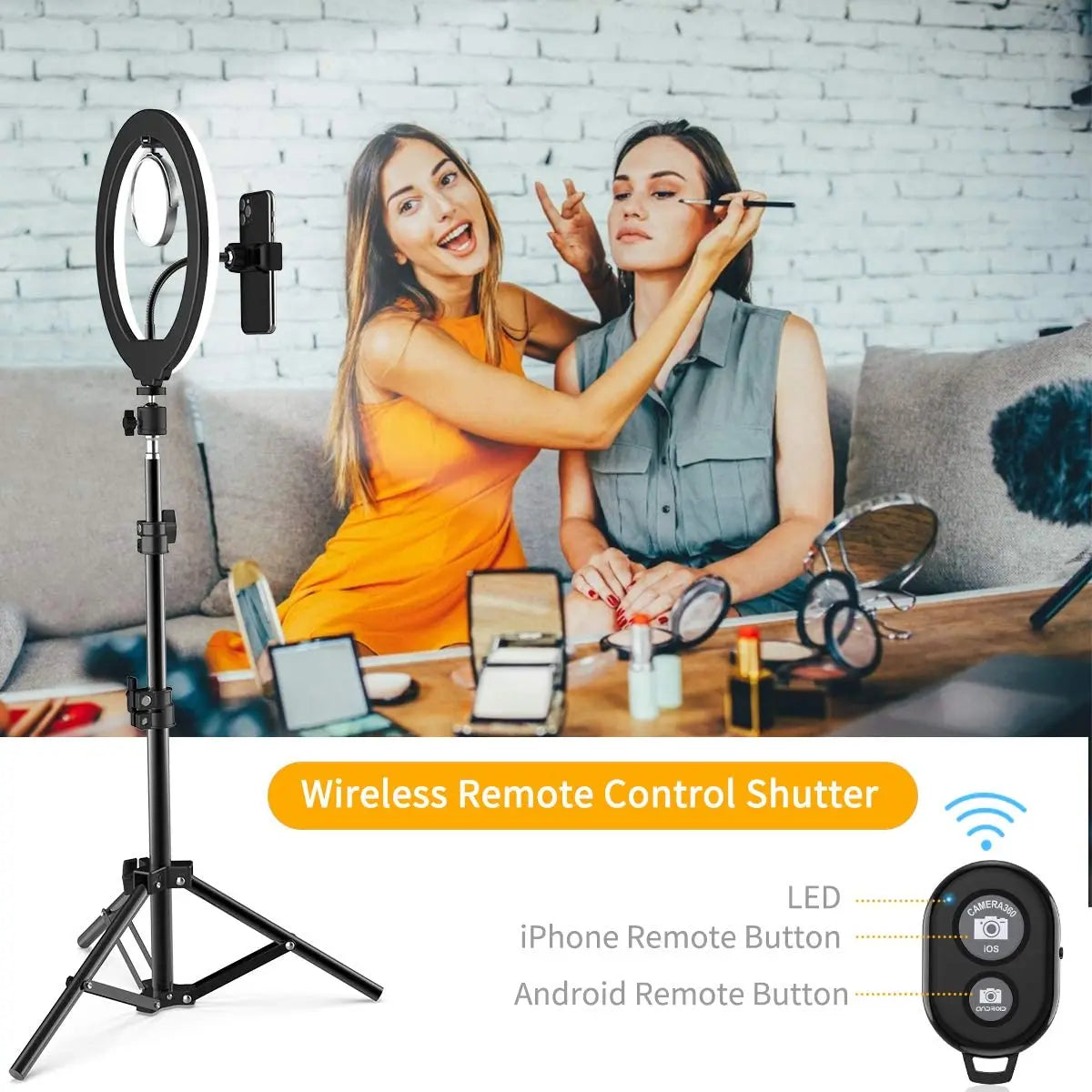 26cm LED Selfie Ring Lamp Photographic Selfie Ring Lighting USB Remote Fill light For Tiktok Video Live with Phone Holder Tripod