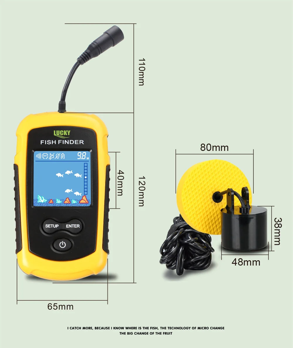 Alarm 100M Portable Sonar Fish Finders 45 degrees Sonar Coverage Echo Sounder Alarm Transducer Lake Sea Fishing