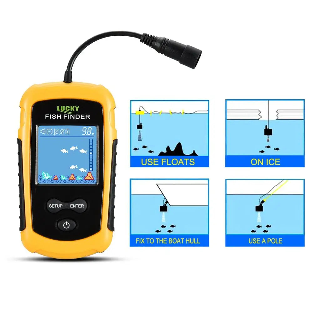 Alarm 100M Portable Sonar Fish Finders 45 degrees Sonar Coverage Echo Sounder Alarm Transducer Lake Sea Fishing