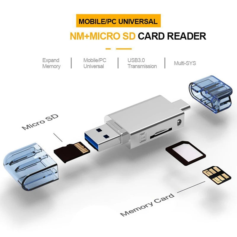 USB-C Type C/ USB 2.0 To Nano Micro-SD Card  memory