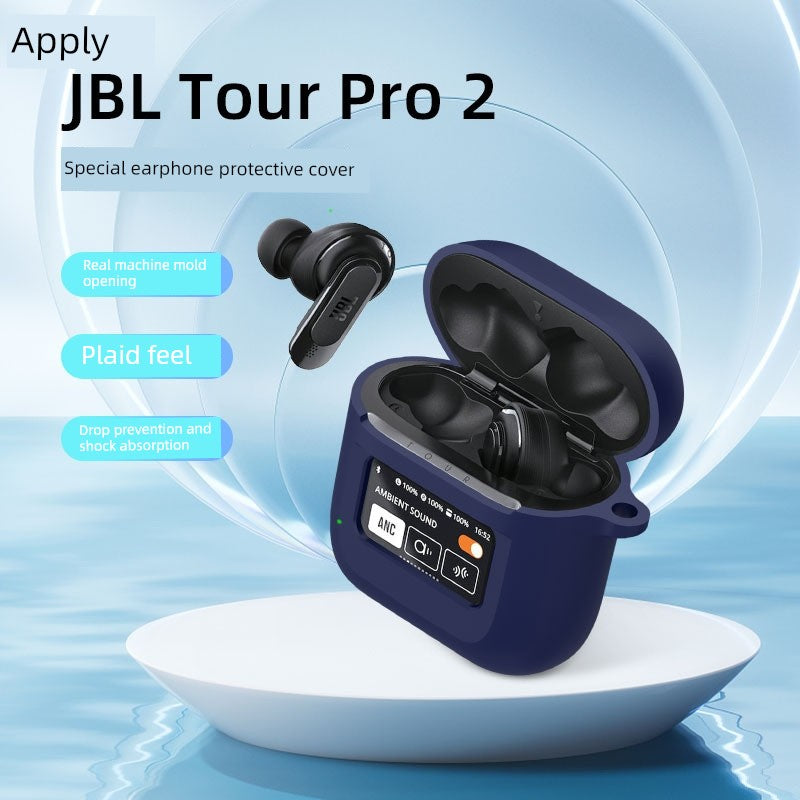 Applicable to JBL Tour Pro 2 Earphone Protective Cover Jbltourpro2 Wireless Noise-Reduction Bluetooth Headset Protective Case Tour Pro2 Earphone Silicone Soft Shell Charging Bin Stylish Integrated Transparent