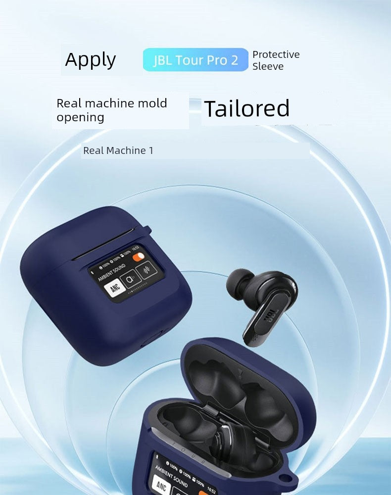 Applicable to JBL Tour Pro 2 Earphone Protective Cover Jbltourpro2 Wireless Noise-Reduction Bluetooth Headset Protective Case Tour Pro2 Earphone Silicone Soft Shell Charging Bin Stylish Integrated Transparent