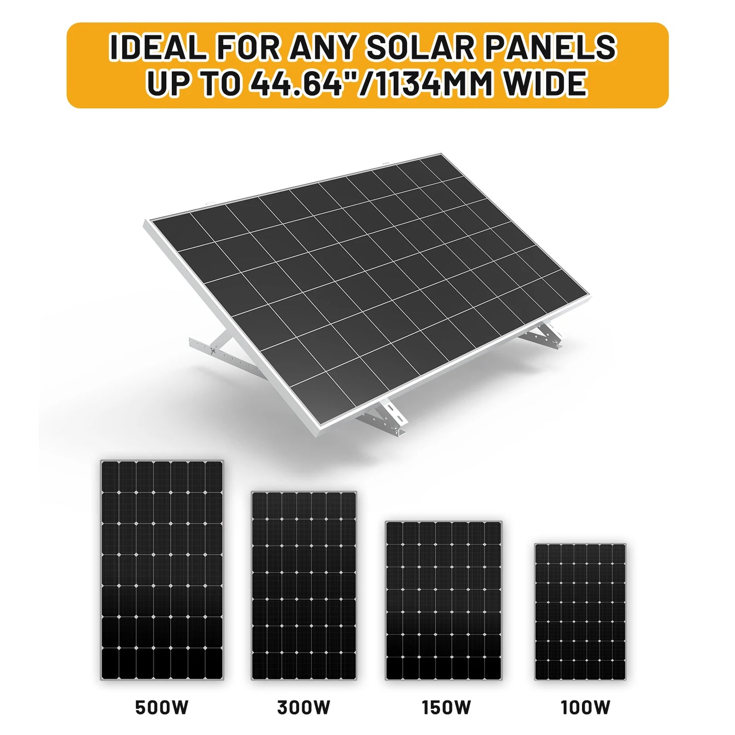 45in Solar Panels Adjustable Mounting Brackets Support up to 100W-500 Watt Solar Panel for Any Flat Surface, Roof, RV