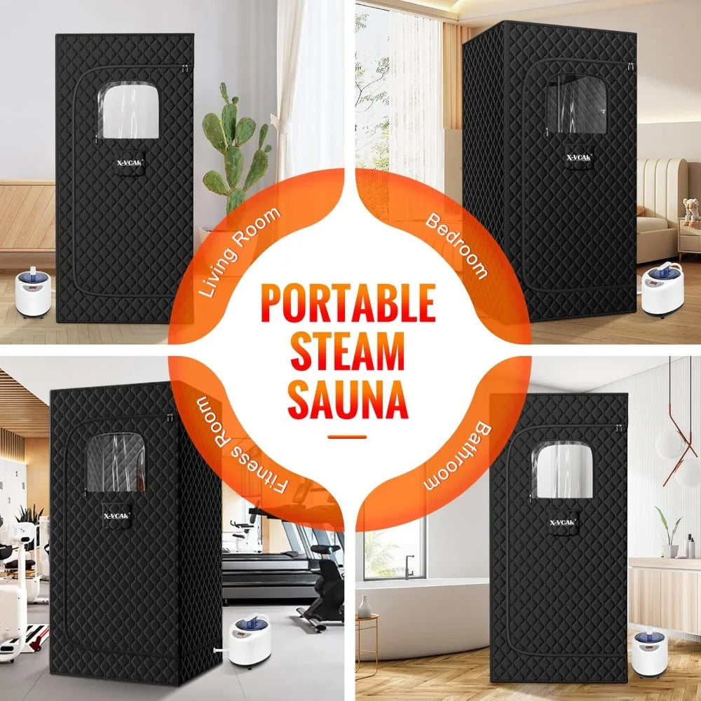 Sauna Box, Portable Steam Sauna, Portable Sauna for Home, Sauna Tent with 3L Steamer, 9 Levels, 2.6’ x 2.6’ x 5.9’