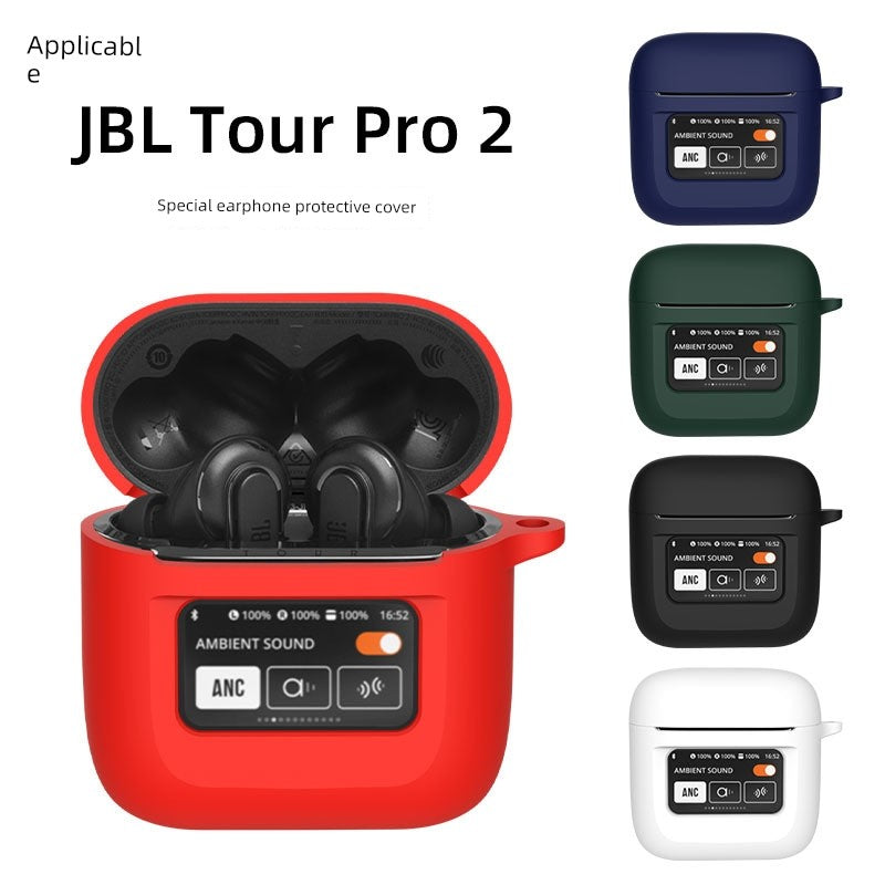 Applicable to JBL Tour Pro 2 Earphone Protective Cover Jbltourpro2 Wireless Noise-Reduction Bluetooth Headset Protective Case Tour Pro2 Earphone Silicone Soft Shell Charging Bin Stylish Integrated Transparent