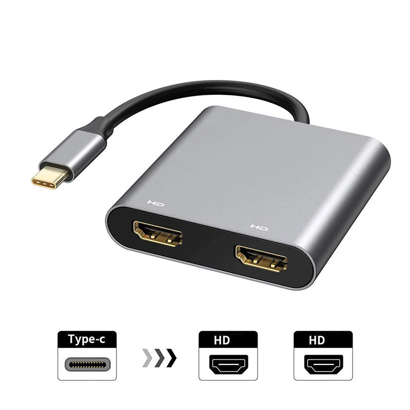 4 in 1 2 in 1 Type C to Dual HDMI-compatible Extend Splitter PD USB HUB 4k Multi Displayer Converter Support For Fast Charging