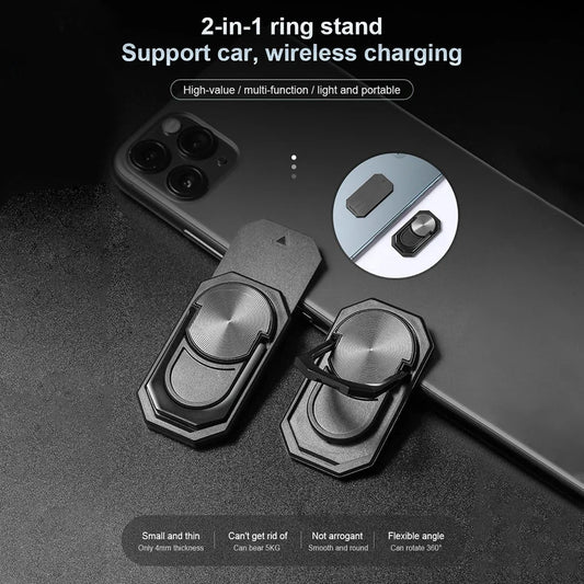 Magnetic Mobile Phone Ring Holder Detachable Folding Mobile Phone Bracket 360 Degree Rotation Accessories for Car Safe Driving