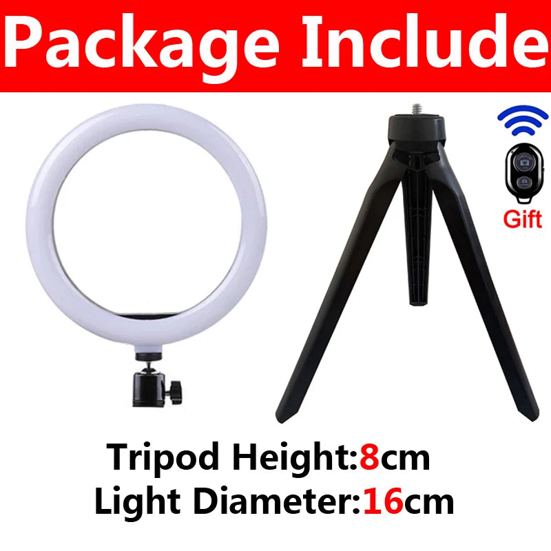 26cm LED Selfie Ring Lamp Photographic Selfie Ring Lighting USB Remote Fill light For Tiktok Video Live with Phone Holder Tripod