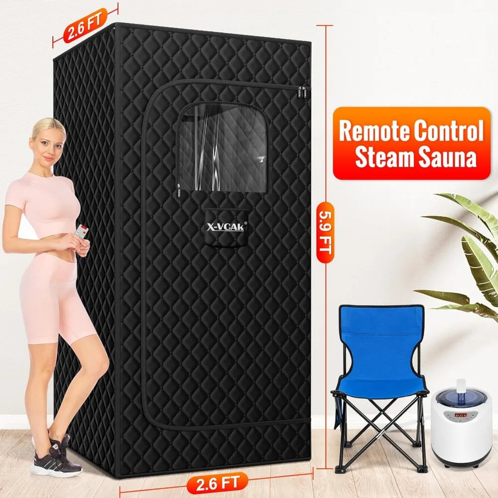 Sauna Box, Portable Steam Sauna, Portable Sauna for Home, Sauna Tent with 3L Steamer, 9 Levels, 2.6’ x 2.6’ x 5.9’