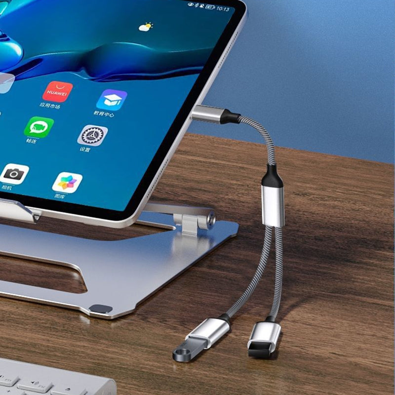 A9LC Portable USB C Male to Double USB C Female Splitter USB Y Splitter Cable Type C Hub for Type C Devices Gaming Handle