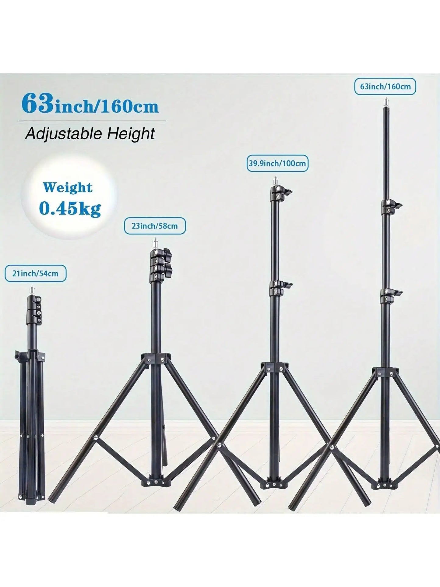 1pc 63-inch With Foldable Tripod &  Phone Holder clip 160.02 Cm Multifunctional Tripod, Tripod For Phone And Camera