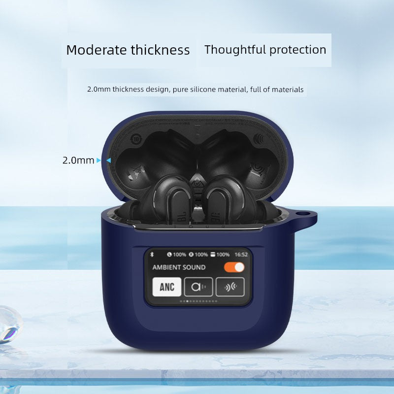 Applicable to JBL Tour Pro 2 Earphone Protective Cover Jbltourpro2 Wireless Noise-Reduction Bluetooth Headset Protective Case Tour Pro2 Earphone Silicone Soft Shell Charging Bin Stylish Integrated Transparent