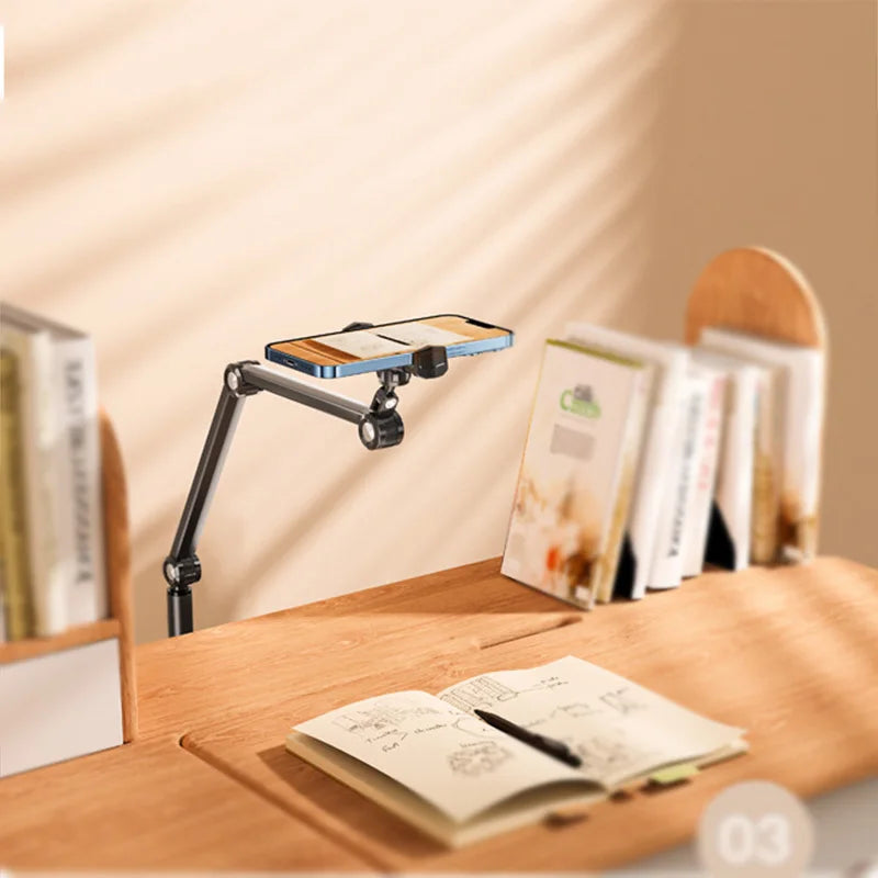 Universal Ipad Stand Floor Tablet Bracket Adjustable Flexible Rotation Phone Holder Aluminum Tcantilever Stand Support 12.9 Inch