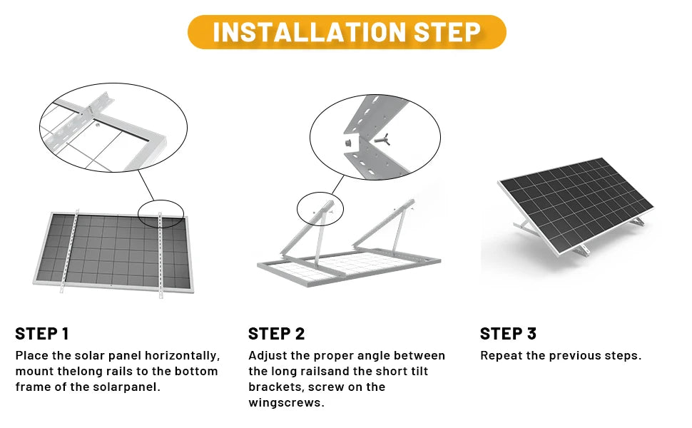 45in Solar Panels Adjustable Mounting Brackets Support up to 100W-500 Watt Solar Panel for Any Flat Surface, Roof, RV