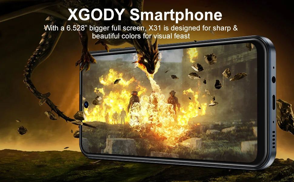 XGODY X31 New,Cell phone,6.5 inch,3GB RAM,64GB ROM,Smartphone Android,8+13MP,4250mAh,Mobile phones,4G Dual SIM,Google Play Store