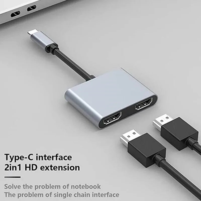 4 in 1 2 in 1 Type C to Dual HDMI-compatible Extend Splitter PD USB HUB 4k Multi Displayer Converter Support For Fast Charging