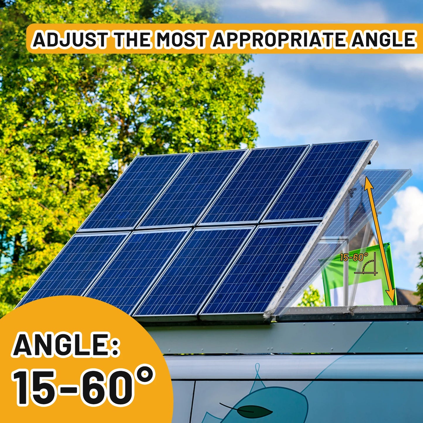 45in Solar Panels Adjustable Mounting Brackets Support up to 100W-500 Watt Solar Panel for Any Flat Surface, Roof, RV